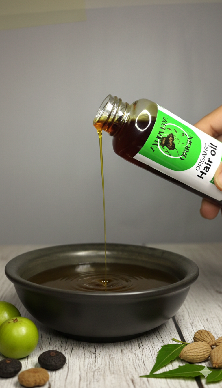 🌿Ayurveda Origin Herbal Hair Oil – Natural Ayurvedic Hair Growth Oil for Hair Fall Control, Dandruff Treatment & Stronger Thicker Hair – Paraben Free & Chemical Free – 120ml