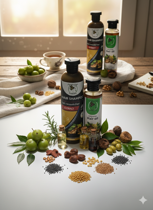 Ayurveda Origin Herbal Hair Care Duo – Hair Oil & Shampoo Combo for Hair Growth, Hair Fall Control & Deep Nourishment