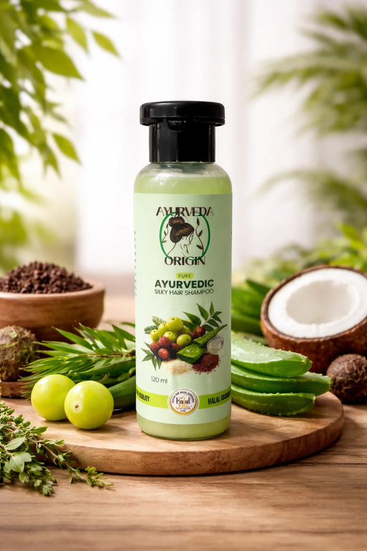 Ayurveda Origin Silky Hair Shampoo – Herbal Smooth & Silky Shampoo for Dry, Frizzy & Damaged Hair – Sulfate & Paraben Free Formula for Soft, Shiny & Healthy Hair – 120ml