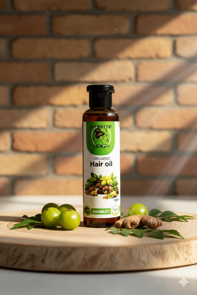 🌿Ayurveda Origin Herbal Hair Oil – Natural Ayurvedic Hair Growth Oil for Hair Fall Control, Dandruff Treatment & Stronger Thicker Hair – Paraben Free & Chemical Free – 120ml