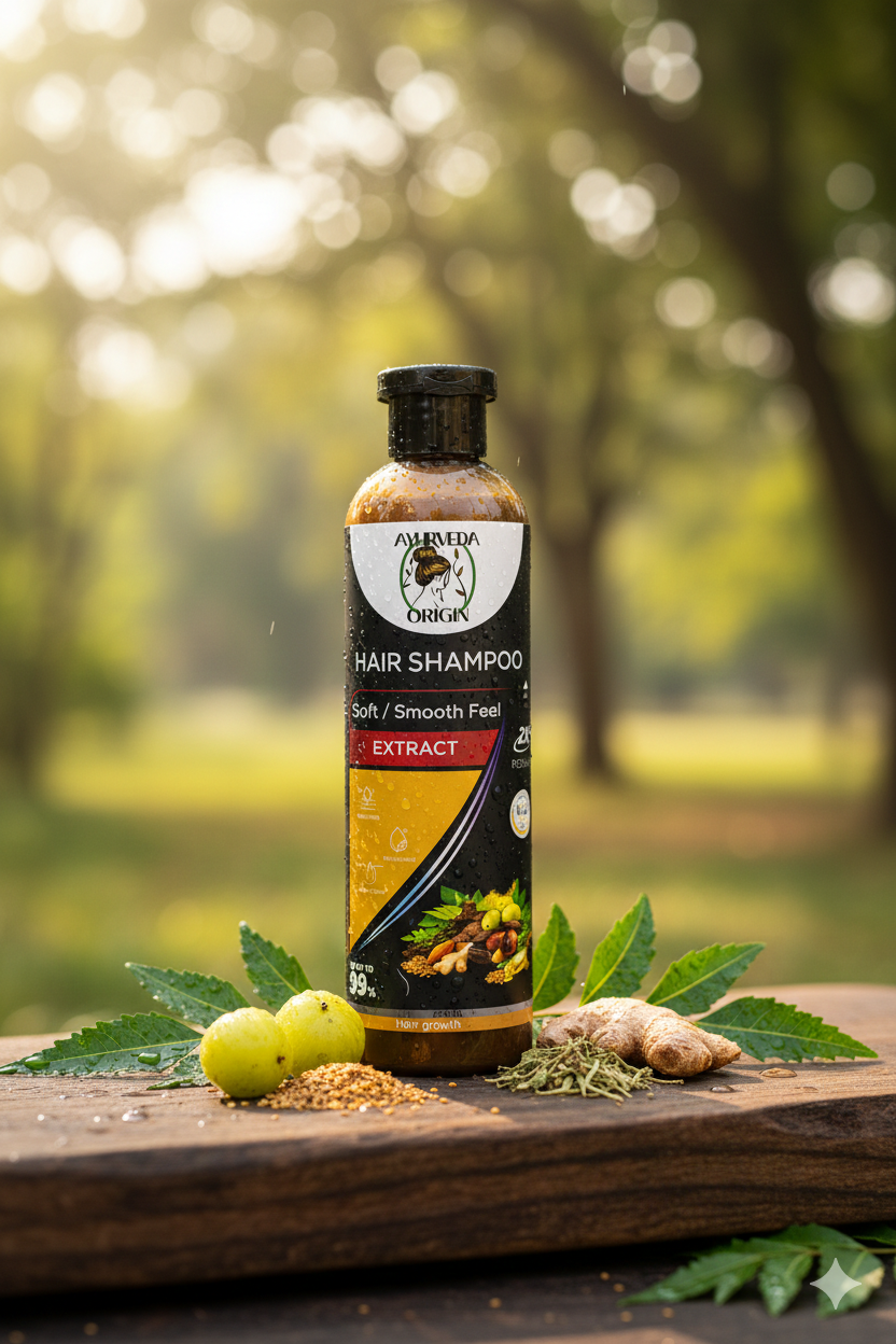 Ayurveda Origin Herbal Shampoo – Natural Anti-Hair Fall & Dandruff Control Shampoo with Ayurvedic Herbs – Sulfate & Paraben Free – For Men & Women – 220ml
