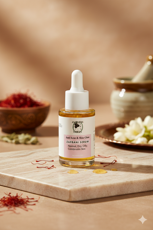 Ayurveda Origin Zafrani Face Serum – Natural Saffron Glow Serum for Brightening, Dark Spot Removal & Even Skin Tone – Herbal & Paraben Free – 30ml